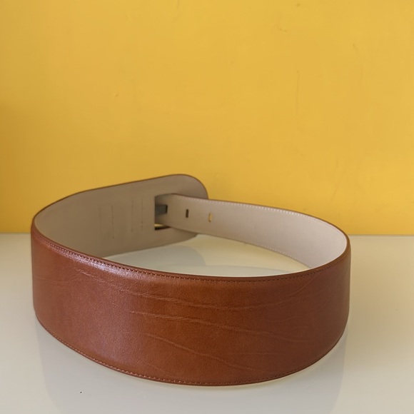 Veronika Maine Brown Leather Wide Belt Size M NEW - Picture 4 of 15